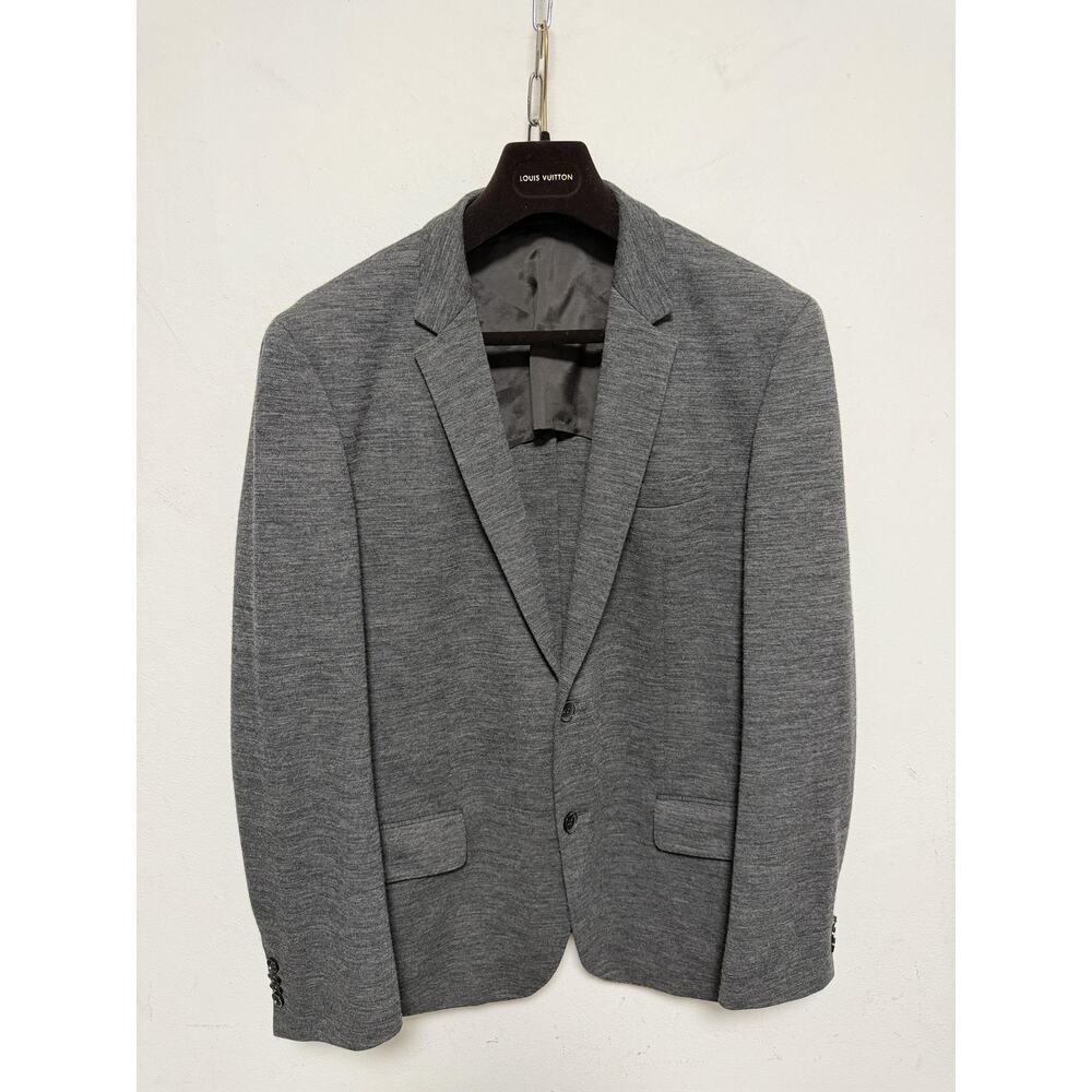 BOSS Hugo Boss Blazer Mens 42R Gray Jersey Knit 2 Button Notch Lapel Jacket